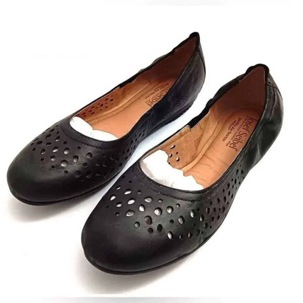 NIB Josef Seibel Women’s Pippa 29 Black Leather Ballet Flat - Size 6.5